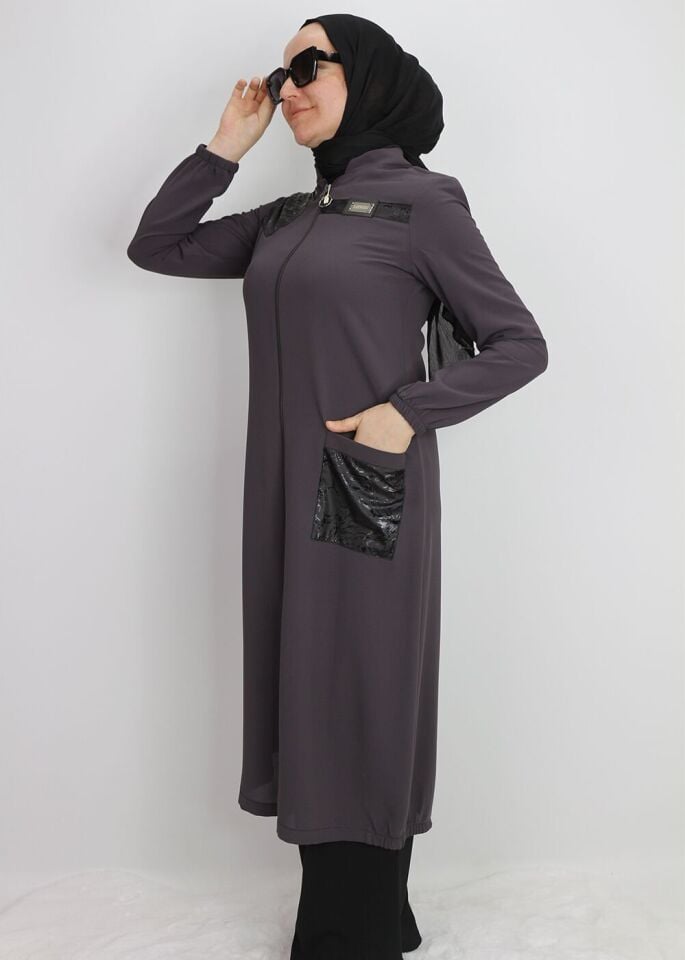 1021 ÖNDEN FERMUALRI KOL UÇLARI LASTİKLİ CEPLİ GİY ÇI KAP QYS KAP #24-04#