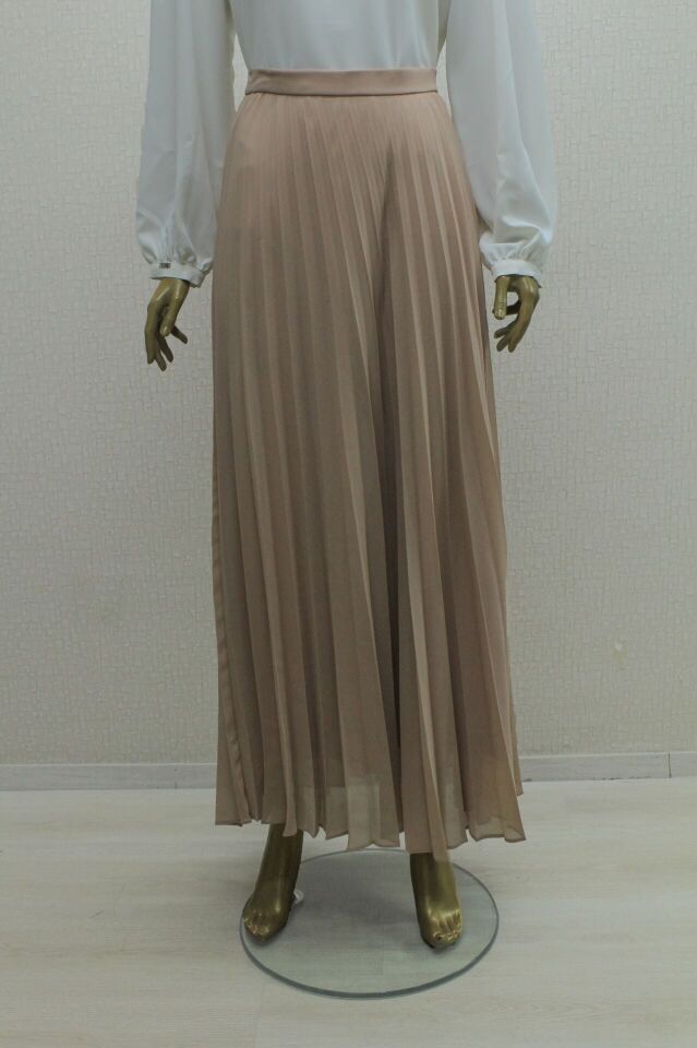 2006 DÜZ RENK BELİ LASTİKLİ PİLİSELİ ŞİFON ETEK QYS ETEK LVSS2242006 #23-01#