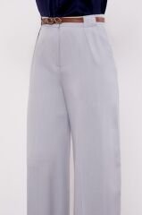 410108 YÜKSEK BEL KEMERLİ BOL PAÇA KETEN PANTOLON #07-25#