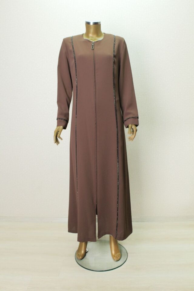 4001 ÖNÜ VE KOLLARI TAŞLI SIFIR YAKA BOYDAN FERACE QYS 4001 #23-01#