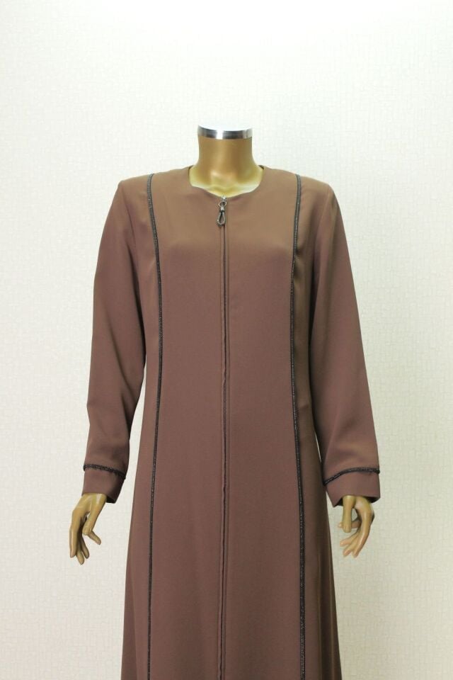 4001 ÖNÜ VE KOLLARI TAŞLI SIFIR YAKA BOYDAN FERACE QYS 4001 #23-01#