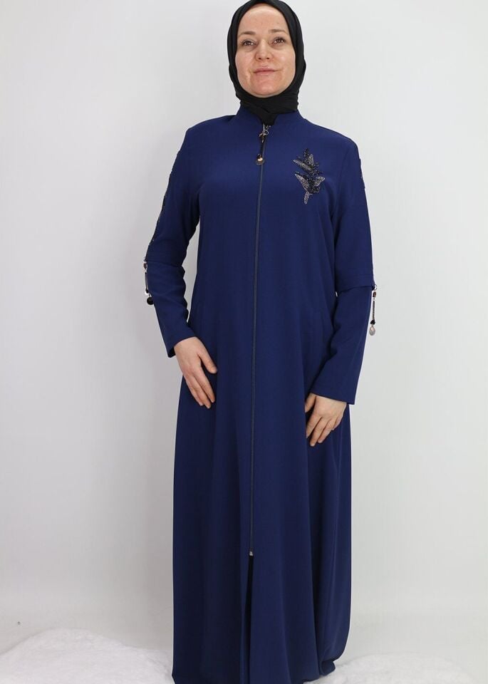 4067ÖNÜ VE KOL UCU TAŞLI SIFIR YAKA FERACE QYS 4067 #23-01#