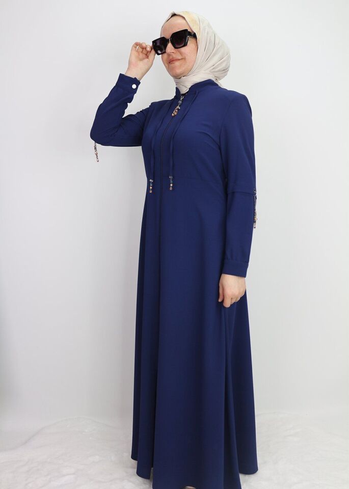 4018 KOLLARI VE YAKASI BONCUK DETAYLI HAKİM YAKA FERACE QYS 4018 FERACE #23-01#