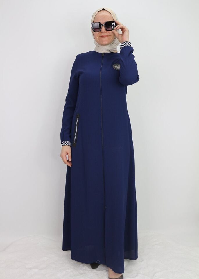 4083 GÖĞSÜ ARMA DETAYLI KOL UCU KARE ŞERİT DETAYLI SIIFIR YAKA QYS FERACE 4083 #23-01#