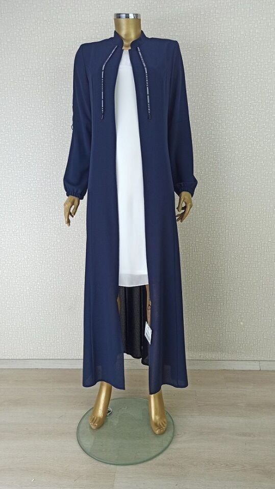 4057 KOLLARI YAZI ŞERİTLİ KOL UCU LASTİKLİ HAKİM YAKA FERACE QYS 4057 FERACE #23-01#