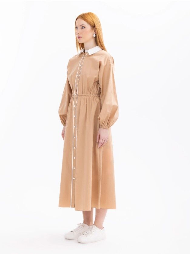 1018 GÜNLÜK ELBİSE 11242104001018 QYS ELBİSE #24-033 36 - CAMEL