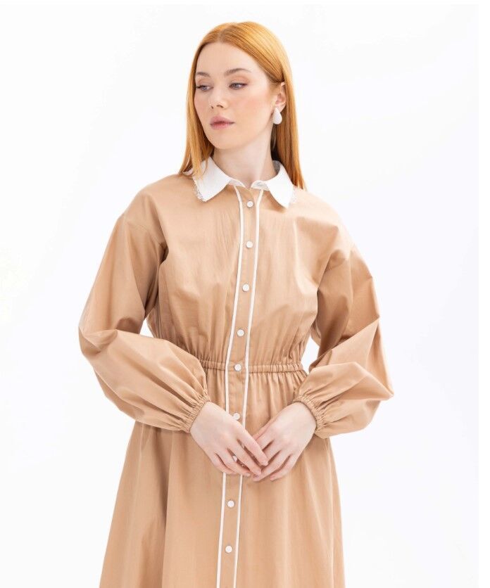 1018 GÜNLÜK ELBİSE 11242104001018 QYS ELBİSE #24-033 36 - CAMEL