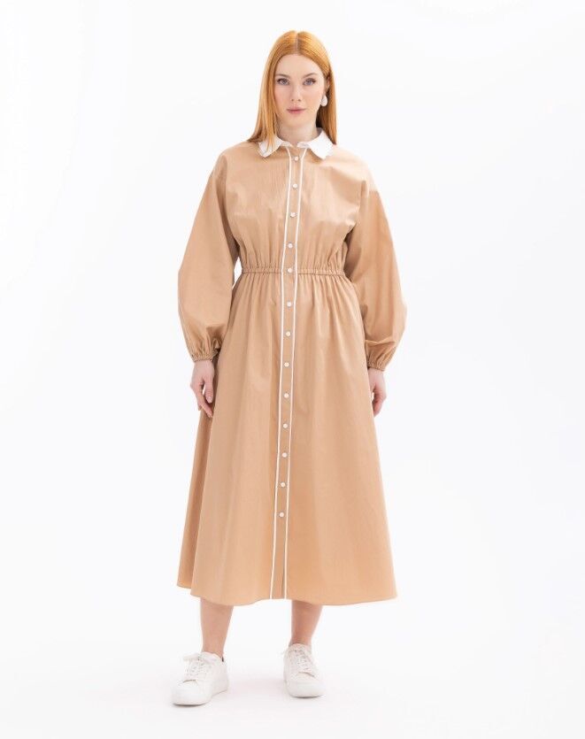 1018 GÜNLÜK ELBİSE 11242104001018 QYS ELBİSE #24-033 36 - CAMEL