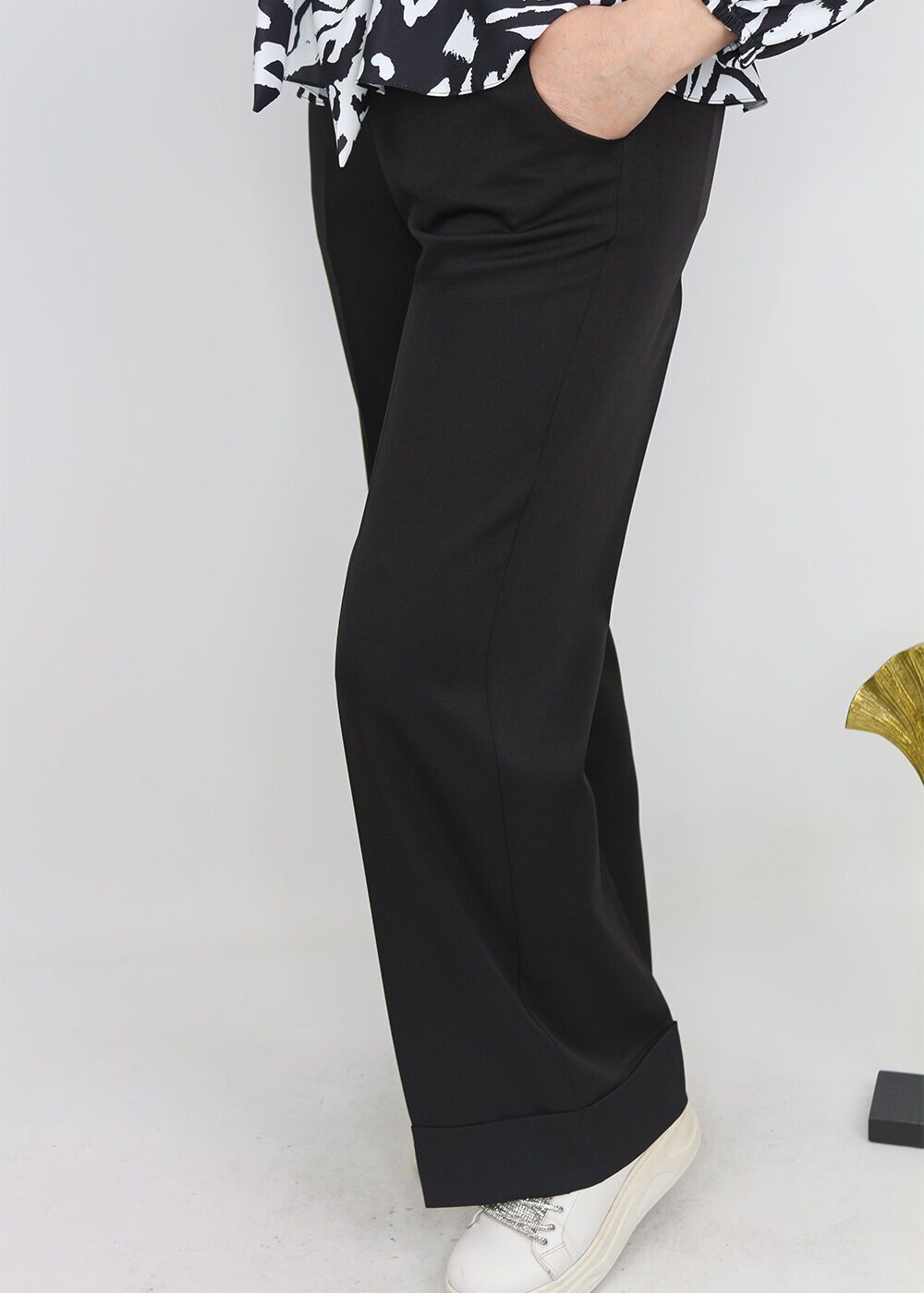 1004 DOUBLE PAÇA BELİ LASTİKLİ BOL PAÇA KLASİK PANTOLON #102429#