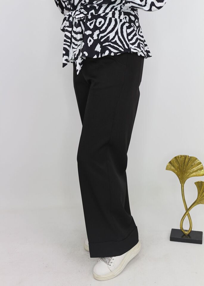 1004 DOUBLE PAÇA BELİ LASTİKLİ BOL PAÇA KLASİK PANTOLON #102429#