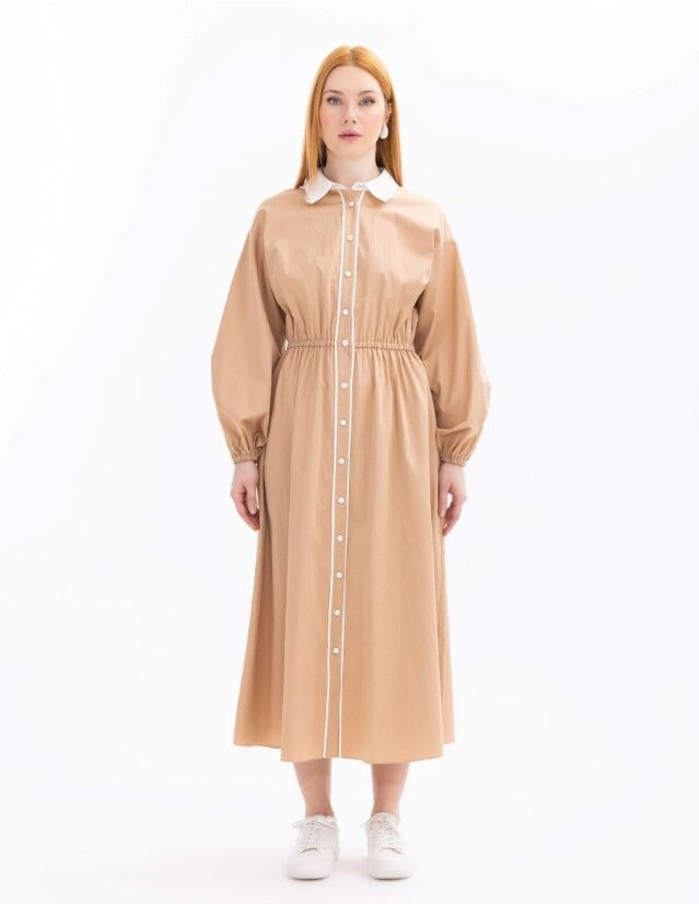 1018 GÜNLÜK ELBİSE 11242104001018 QYS ELBİSE #24-033 38 - CAMEL