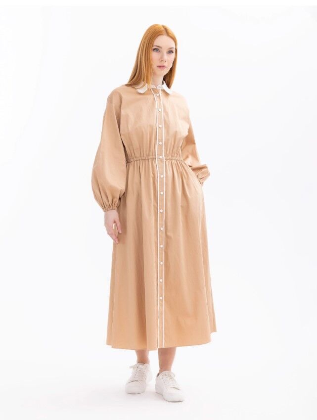 1018 GÜNLÜK ELBİSE 11242104001018 QYS ELBİSE #24-033 38 - CAMEL