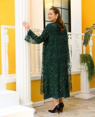 42905 İÇ SANDY KUMAŞ DIŞ KENARLARI BONCUK DETAY PUL VE TAŞLI İKİLİ ABAYA