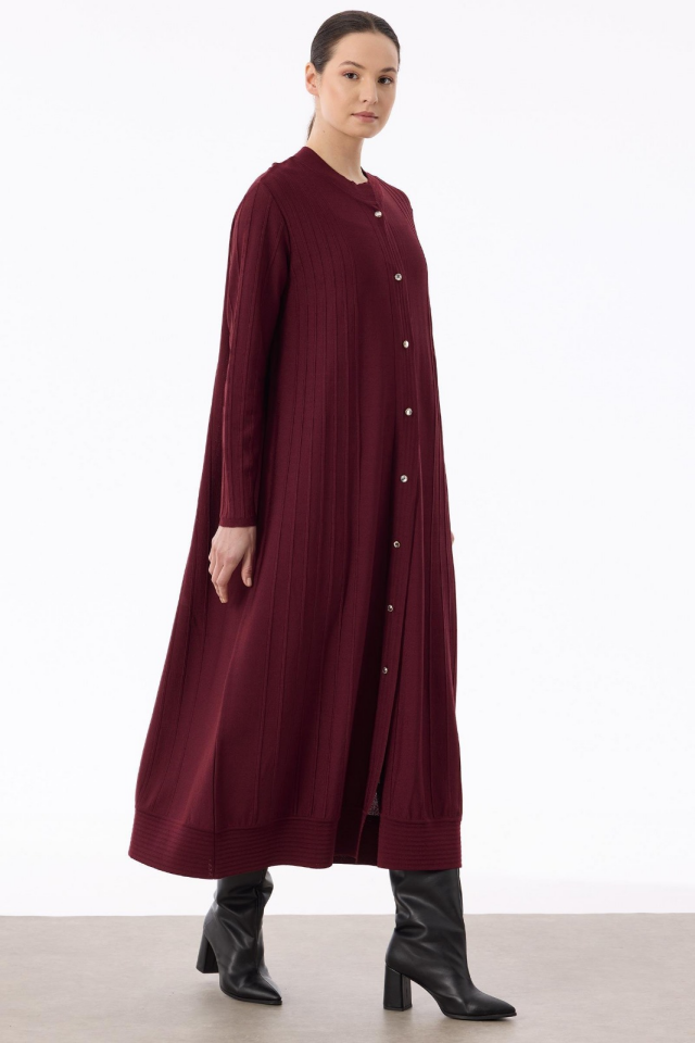 21842 NERVÜR DETAYLI MAX BOY TRİKO RAYON HIRKA 2 - bordo