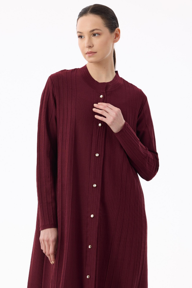 21842 NERVÜR DETAYLI MAX BOY TRİKO RAYON HIRKA 2 - bordo