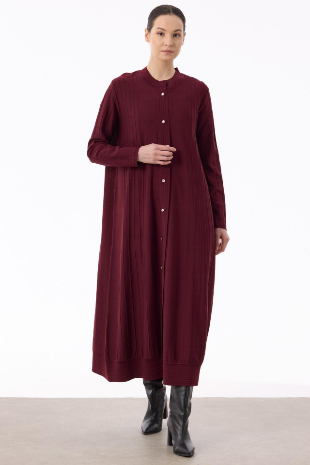 21842 NERVÜR DETAYLI MAX BOY TRİKO RAYON HIRKA 2 - bordo