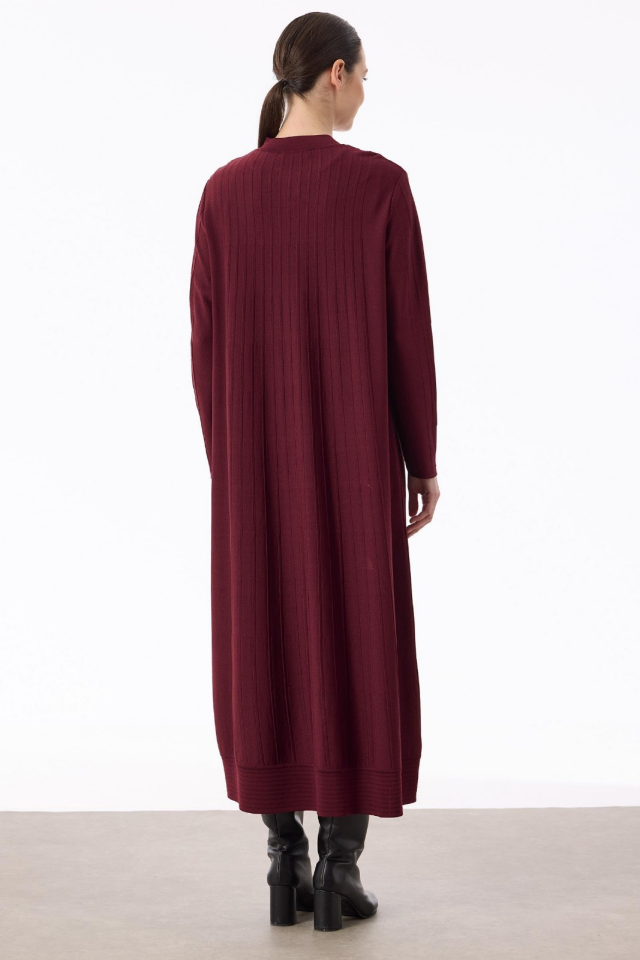 21842 NERVÜR DETAYLI MAX BOY TRİKO RAYON HIRKA 2 - bordo