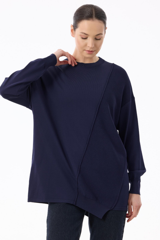 21872 ÖRGÜ DETAYLI RAYON TUNİK 1 - LACİVERT