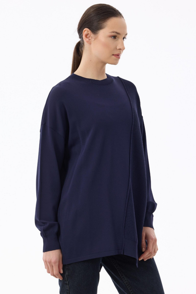 21872 ÖRGÜ DETAYLI RAYON TUNİK 1 - LACİVERT