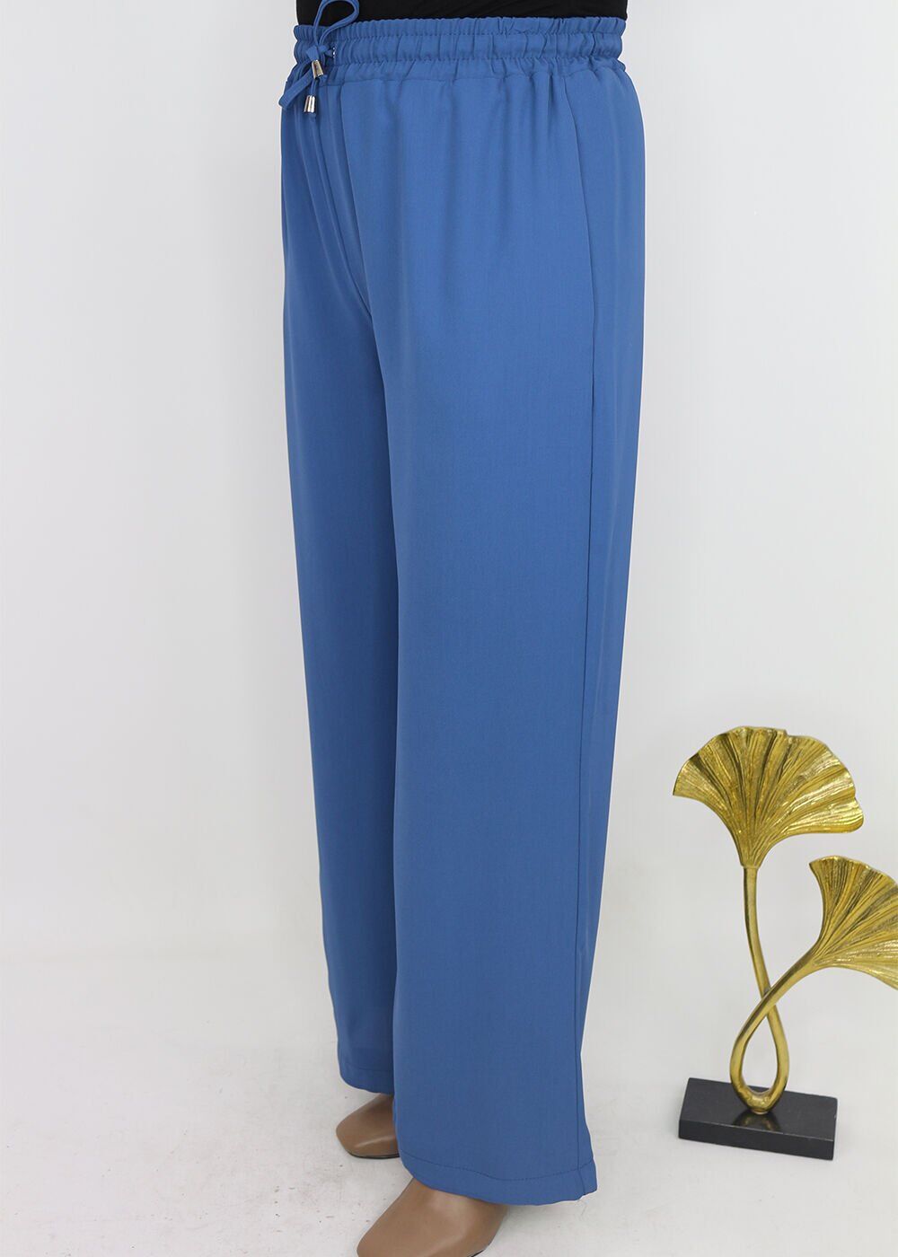 1102 BELİ BAPLAMALII LASTİKL BOL PAÇA PANTOLON QYS PANTOLON S23Y11102  #23-09# 40 - İndigo