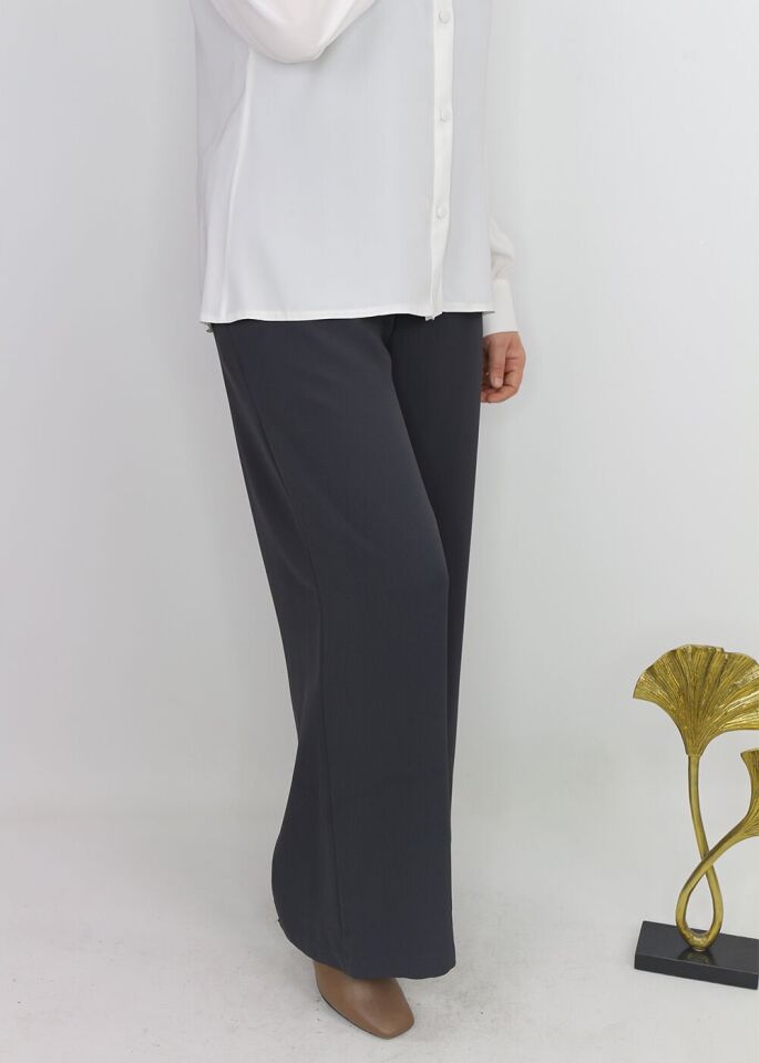 1102 BELİ BAPLAMALII LASTİKL BOL PAÇA PANTOLON QYS PANTOLON S23Y11102  #23-09# 42 - ANTRASİT