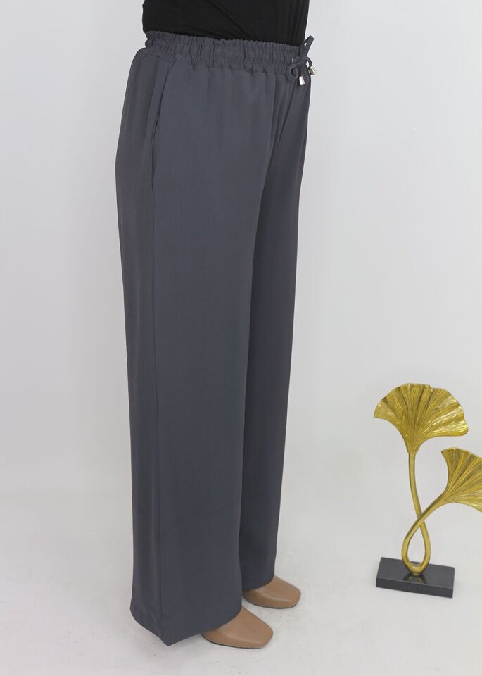 1102 BELİ BAPLAMALII LASTİKL BOL PAÇA PANTOLON QYS PANTOLON S23Y11102  #23-09# 42 - ANTRASİT