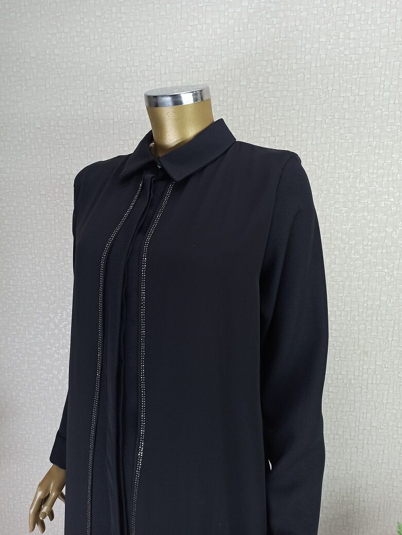 7010 ÖNÜ DETAYLI TAŞLI KOL UÇLARI DÜĞMELİ GÖMLEK YAKA ABİYE TAKIM QKS TAKIM 7010 #23-03#