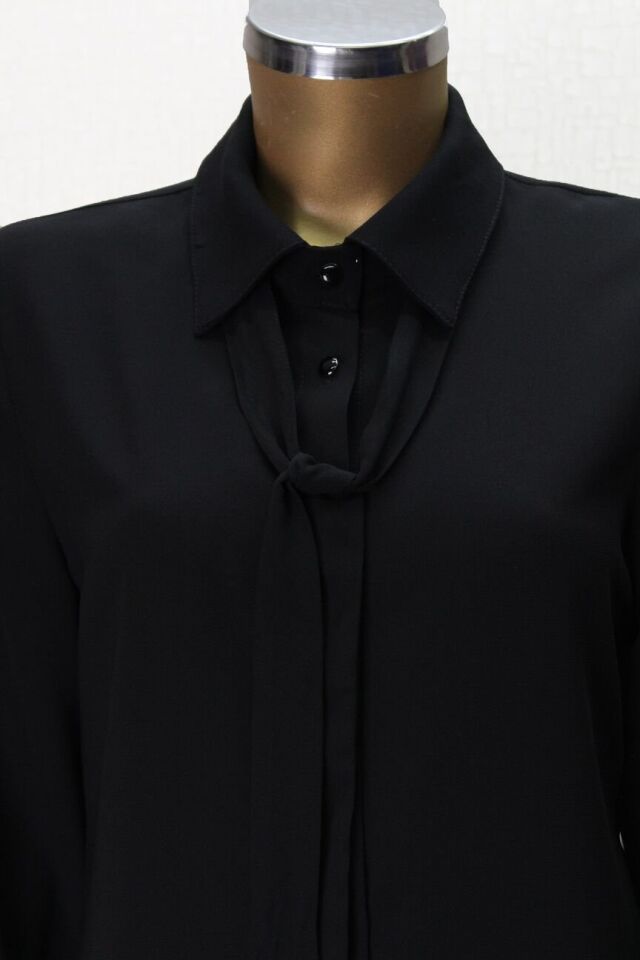 7004 YAKASI FULARLI ÖNÜ DÜĞMELİ FULAR YAKA TUNİK QYS TUNİK 7004 ##23-03#