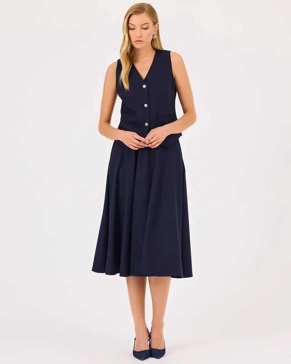 10026 ÖNÜ DÜĞMELİ CEP GÖRÜNÜMLÜ ŞIK YELEK