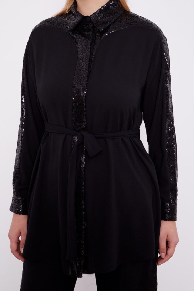 100409 ÖNÜ GİZLİ DÜĞMELİ YAKASI ÖNÜ KOL UCU PALETLİ PANTOLONUN BELİ DÜĞMELİ ŞIK TAKIM #02-25#