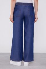 410087 BELİ LASTİKLİ İP DETAYLI ÖNDEN CEPLİ GENİŞ PAÇA TENSEL PANTOLON #03-25#