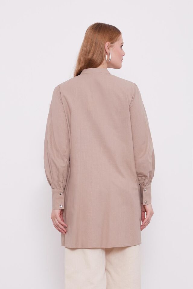 230107 SIFIR YAKA ÖNDEN DÜĞMELİ ÖNÜ PİLELİ PAMUK GÖMLEK #03-25#