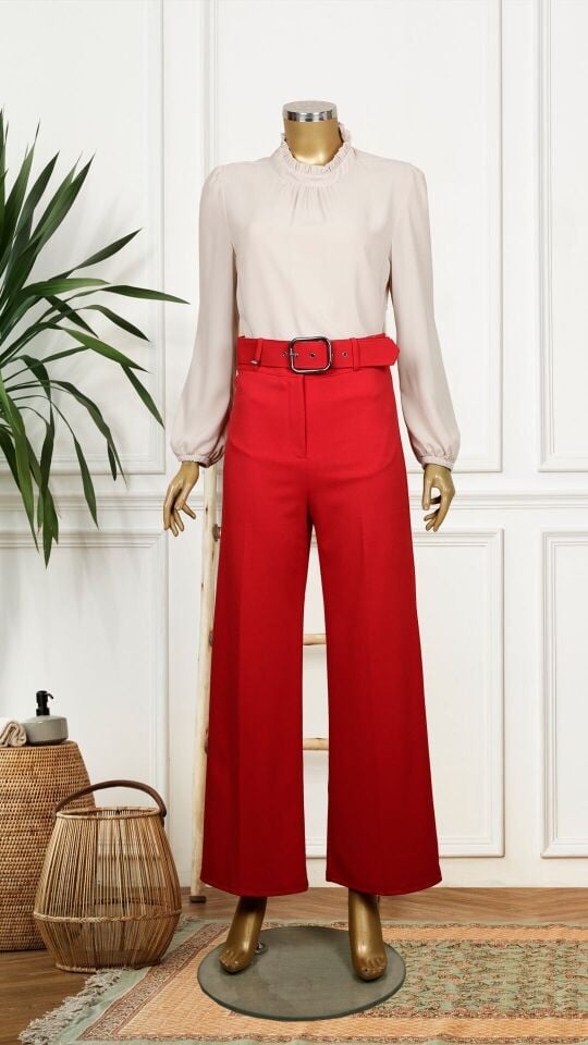 440 BELİ KEMERLİ BOL PAÇA PANTOLON QYS PANTOLON 440V #23-033