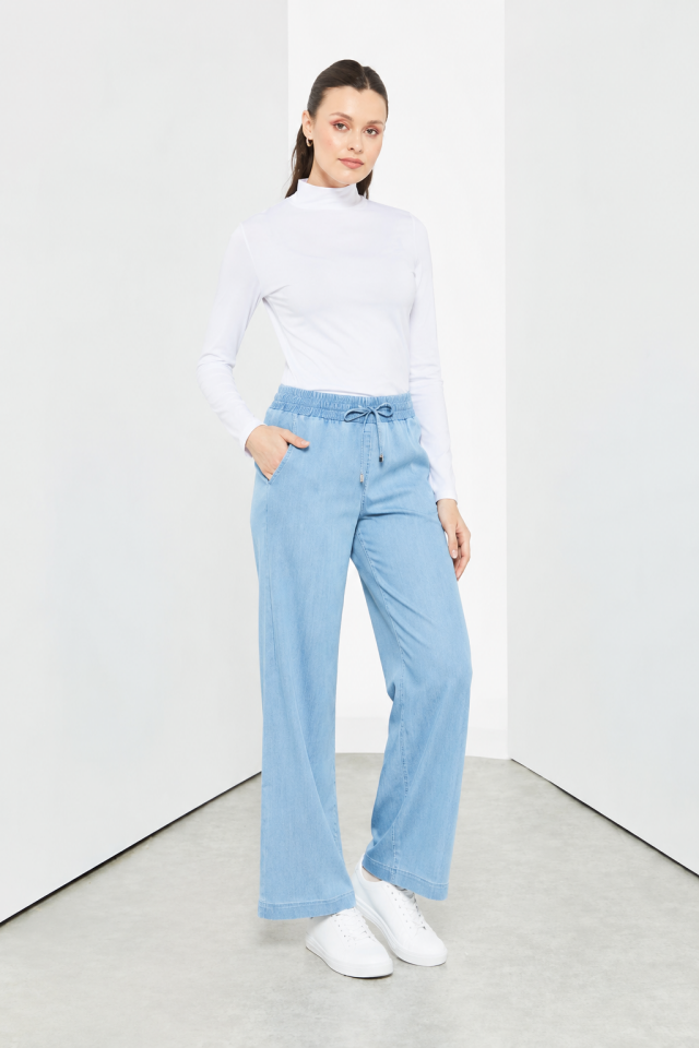 59085 BÜYÜK BEDEN  BELİ TAM LASTİKLİ BAĞCIKLI BOL PAÇA PANTALON #2026#