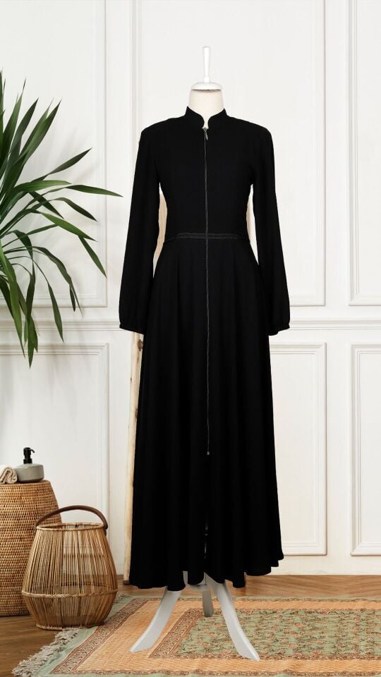 9201 KOL UCU LASTİKLİ BELİ ŞERİT DETAYLI MEVLANA MODEL FERACE QYS 9201 FERACE #23-03#