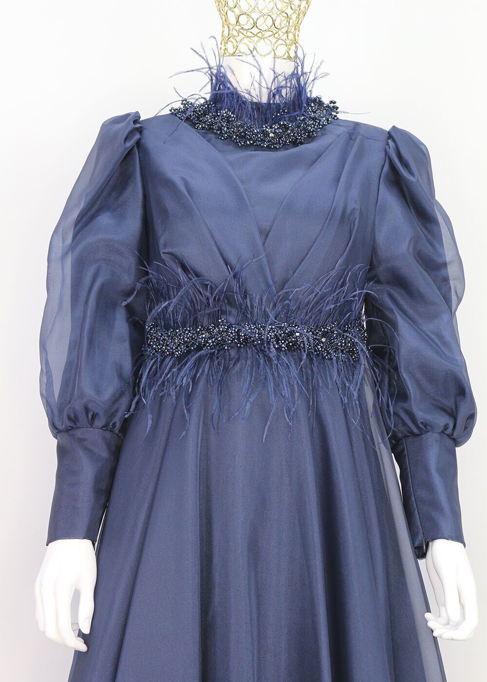 109 TAKASI VE BELİ TAŞ İŞLEMELİ ETEĞİ TÜL DETAYLI SIFIR YAKA TASARIM ABİYE ELBİSE QYS ABİYE ELBİSE 109 #23-03#