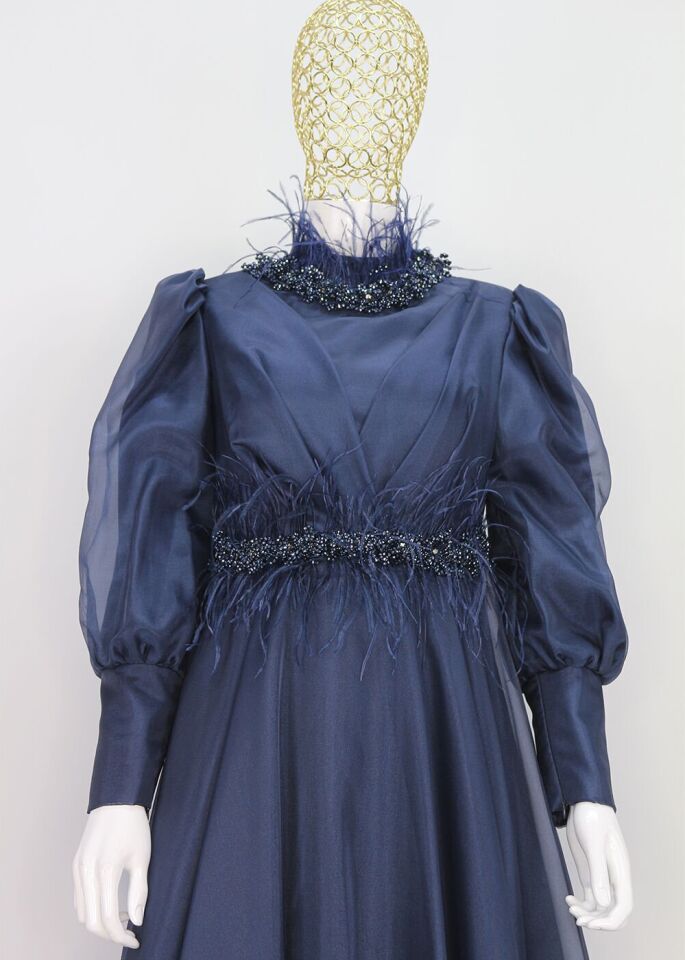 109 TAKASI VE BELİ TAŞ İŞLEMELİ ETEĞİ TÜL DETAYLI SIFIR YAKA TASARIM ABİYE ELBİSE QYS ABİYE ELBİSE 109 #23-03#