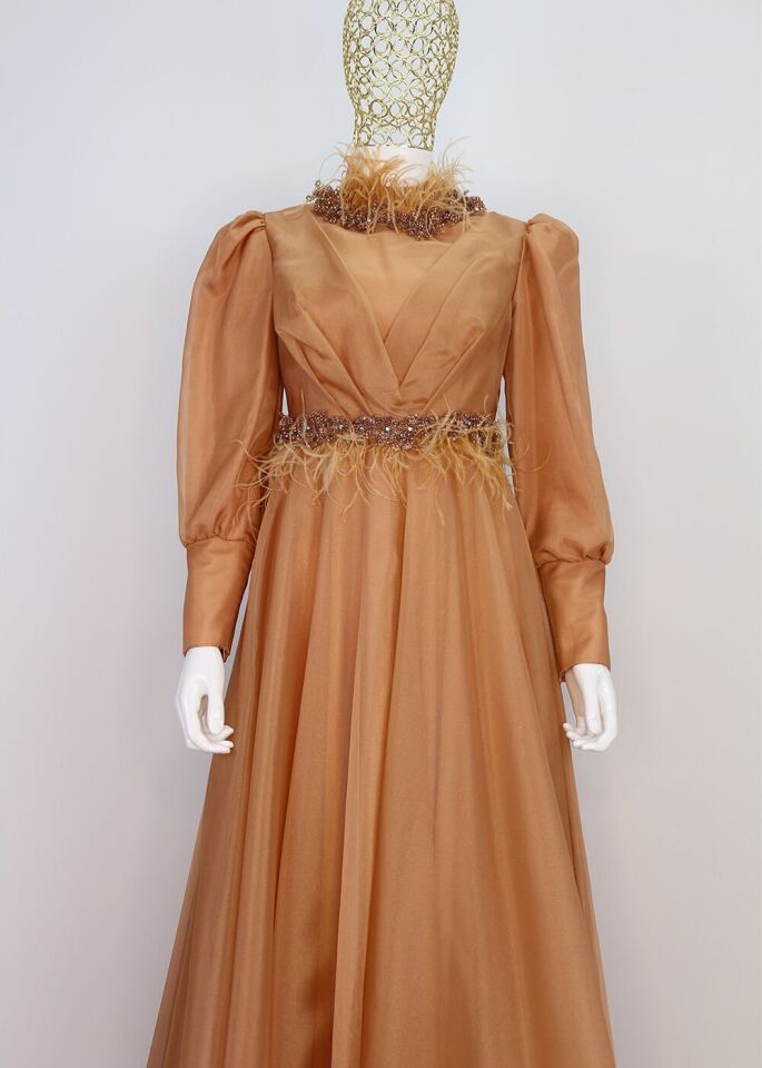 109 TAKASI VE BELİ TAŞ İŞLEMELİ ETEĞİ TÜL DETAYLI SIFIR YAKA TASARIM ABİYE ELBİSE QYS ABİYE ELBİSE 109 #23-03#