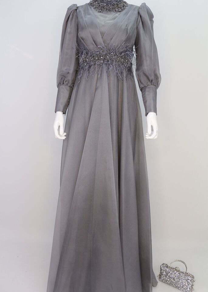 109 TAKASI VE BELİ TAŞ İŞLEMELİ ETEĞİ TÜL DETAYLI SIFIR YAKA TASARIM ABİYE ELBİSE QYS ABİYE ELBİSE 109 #23-03#