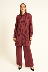 2673 GÖMLEK YAKA KOL UCU MANŞETLİ ÖNÜ GİZLİ DÜĞMELİ PANTOLONUN BELİ YARIM LASTİKLİ CEPLİ İKİLİ TAKIM #09-25#