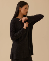 10002522711004 DÜŞÜK OMUZLU DÜZ KESİM PANTOLONUN BELİ LASTİKLİ TAKIM #10-25#