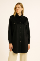 10202 ÖNDEN ÇITÇIT DÜĞMELİ CEP KAPAKÇIKLI GÖRÜNÜMLÜ RAHAT KESİM SÜET CEKET #10-25#