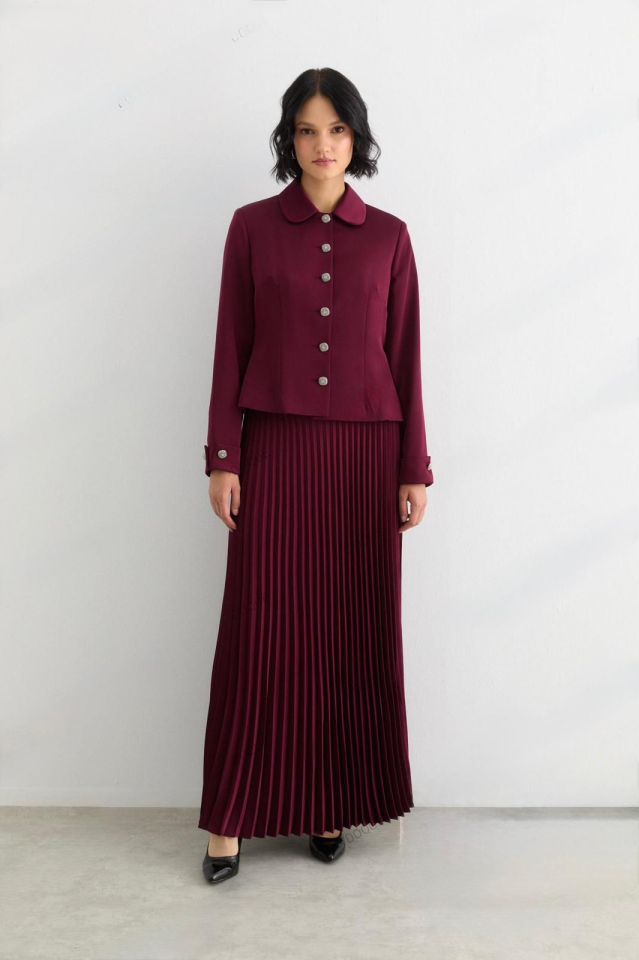 56014 ÖNDEN DÜĞMELİ ETEĞİ PİLİSELİ PARLAK ETEKLİ TAKIM #10-25#