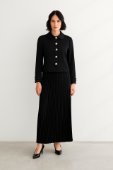 56014 ÖNDEN DÜĞMELİ ETEĞİ PİLİSELİ PARLAK ETEKLİ TAKIM #10-25#