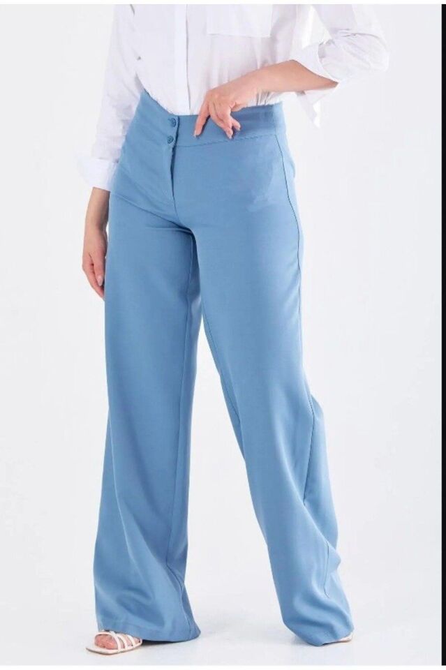 59056 ÖNDEN ÇİFT DÜĞMELİ BOL PAÇA PANTOLON QYS PANTOLON 59056 #23-04#
