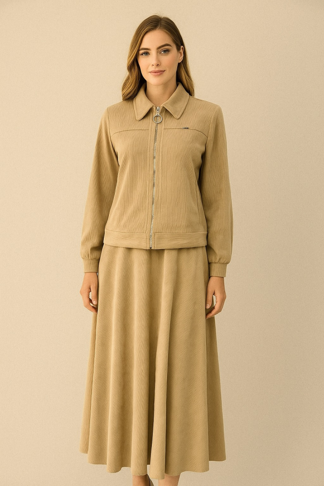 56083 ÖNDEN FERMUARLI CEPLİ ETEĞİNİN BELİ FERMUARLI FİTİLLİ ETEKLİ TAKIM #10-25#