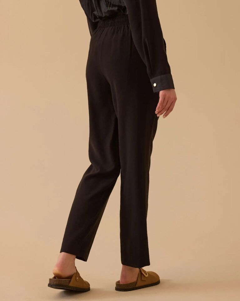 1008 BELİ BAĞCIKLI KETEN PANTALON #26# 44 - LACİVERT