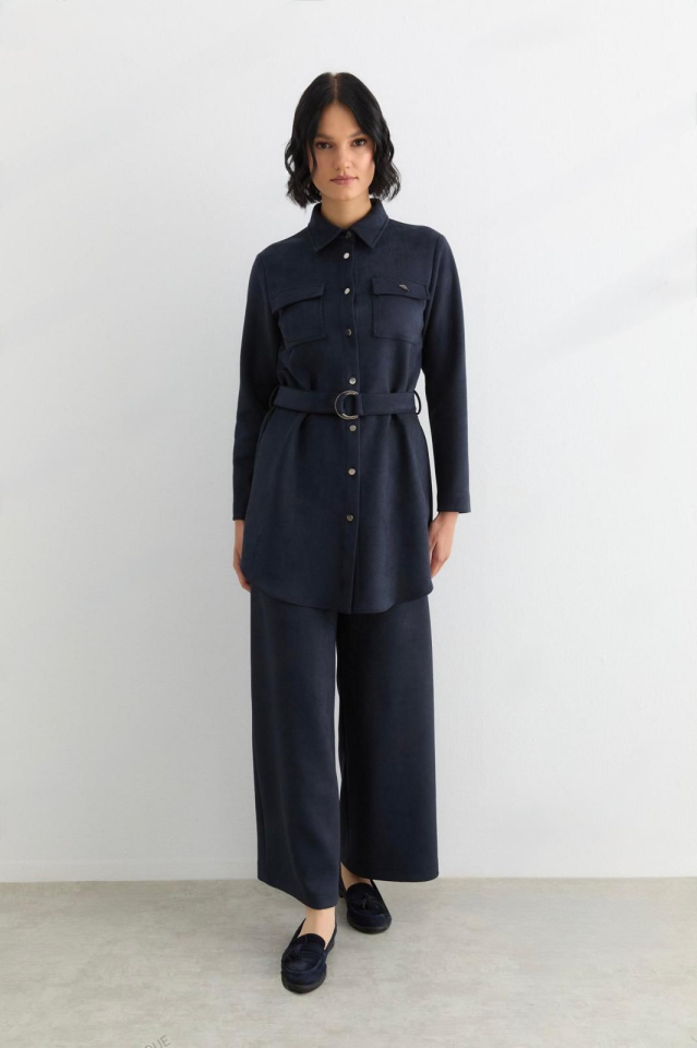 56050 ÖNDEN ÇITÇIT DÜĞMELİ ÇİFT CEPLİ SÜET TAKIM #10-25#