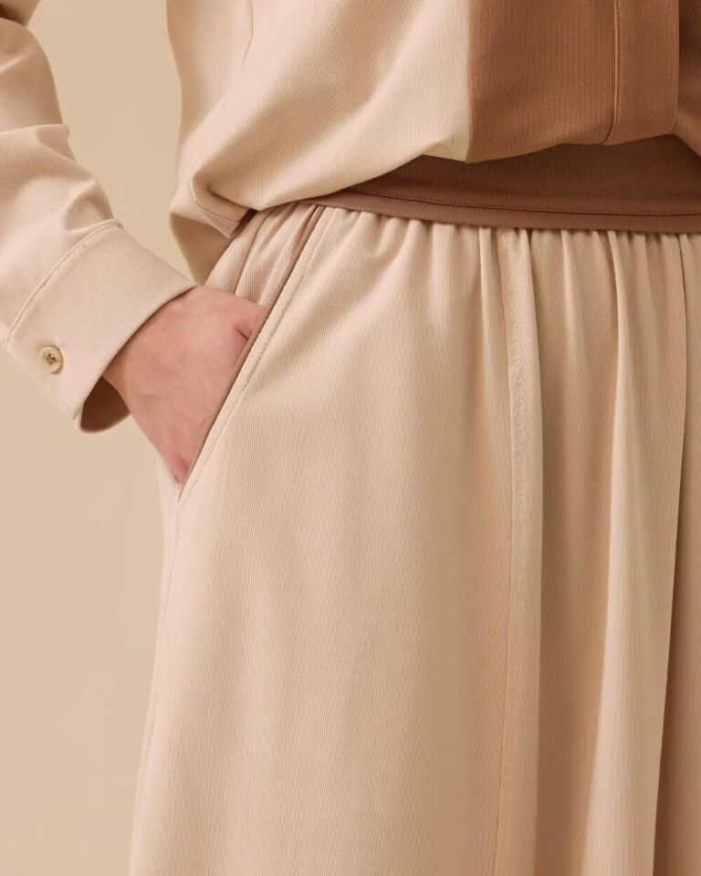 1009 GÜNLÜK ETEK BELİ KAT DETAYLI ÖNÜ PARÇALI DİKİŞ DETAYLI CEPLİ GÜNLÜK ETEK #03-25#