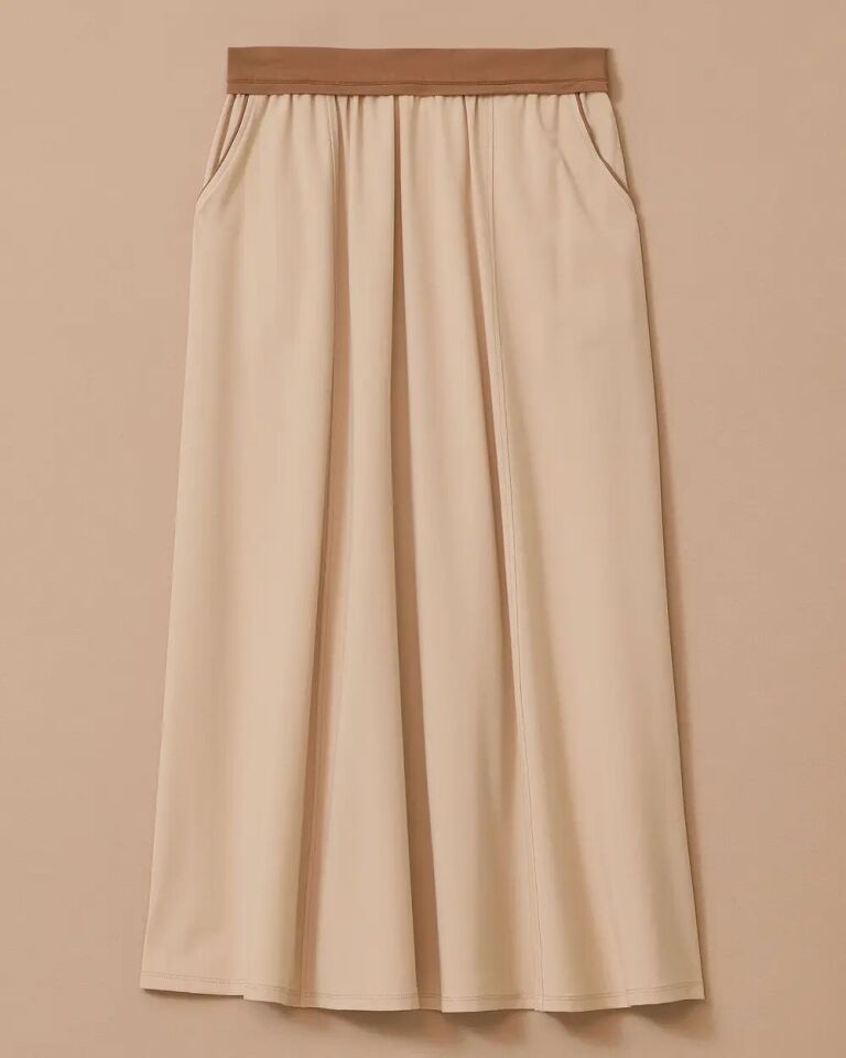 1009 GÜNLÜK ETEK BELİ KAT DETAYLI ÖNÜ PARÇALI DİKİŞ DETAYLI CEPLİ GÜNLÜK ETEK #03-25#